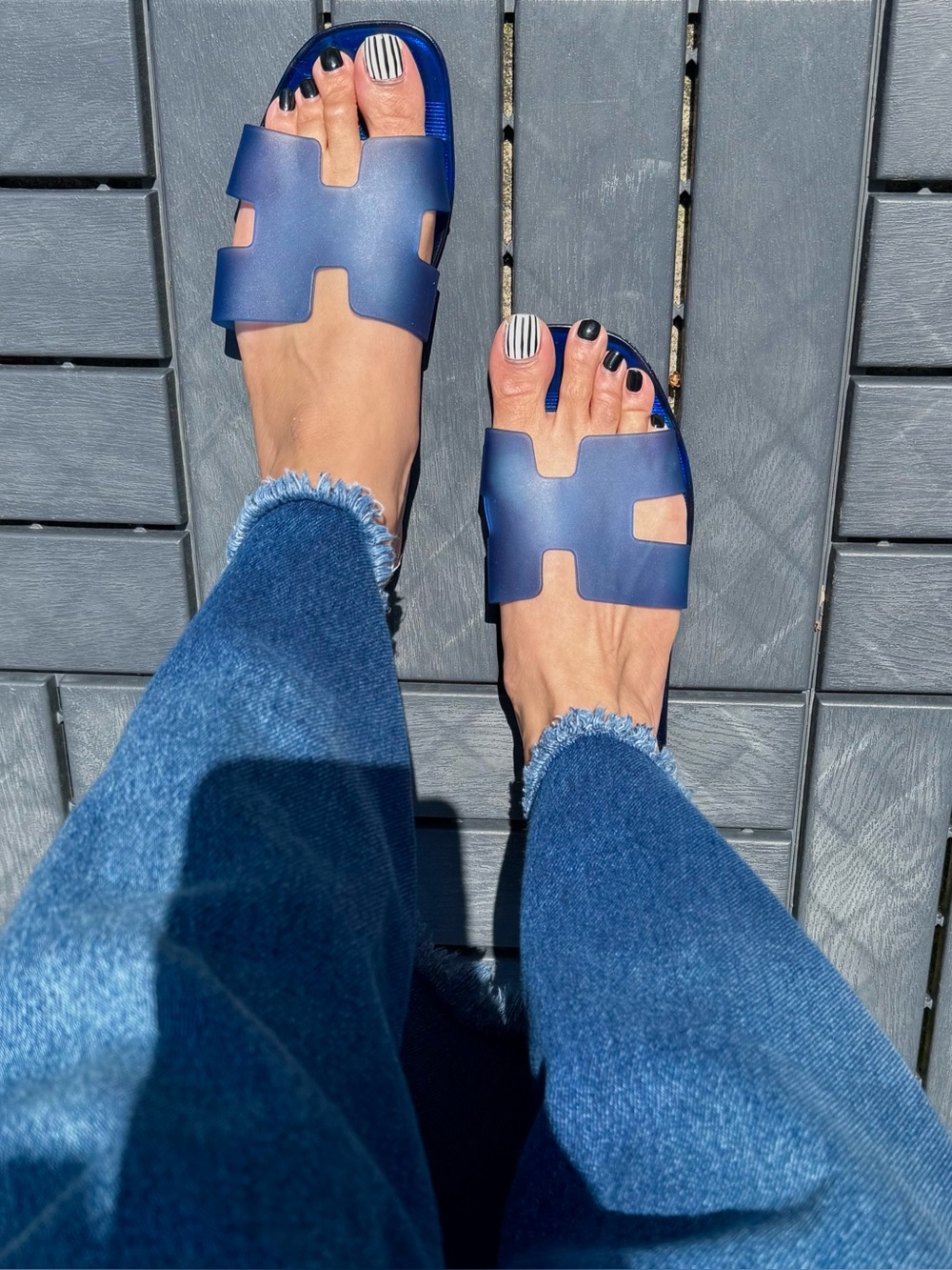 Women's Navy Slide Sandals - Minimal Slip-On Comfort